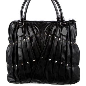 Valentino Black Patent Leather Maison Handbag